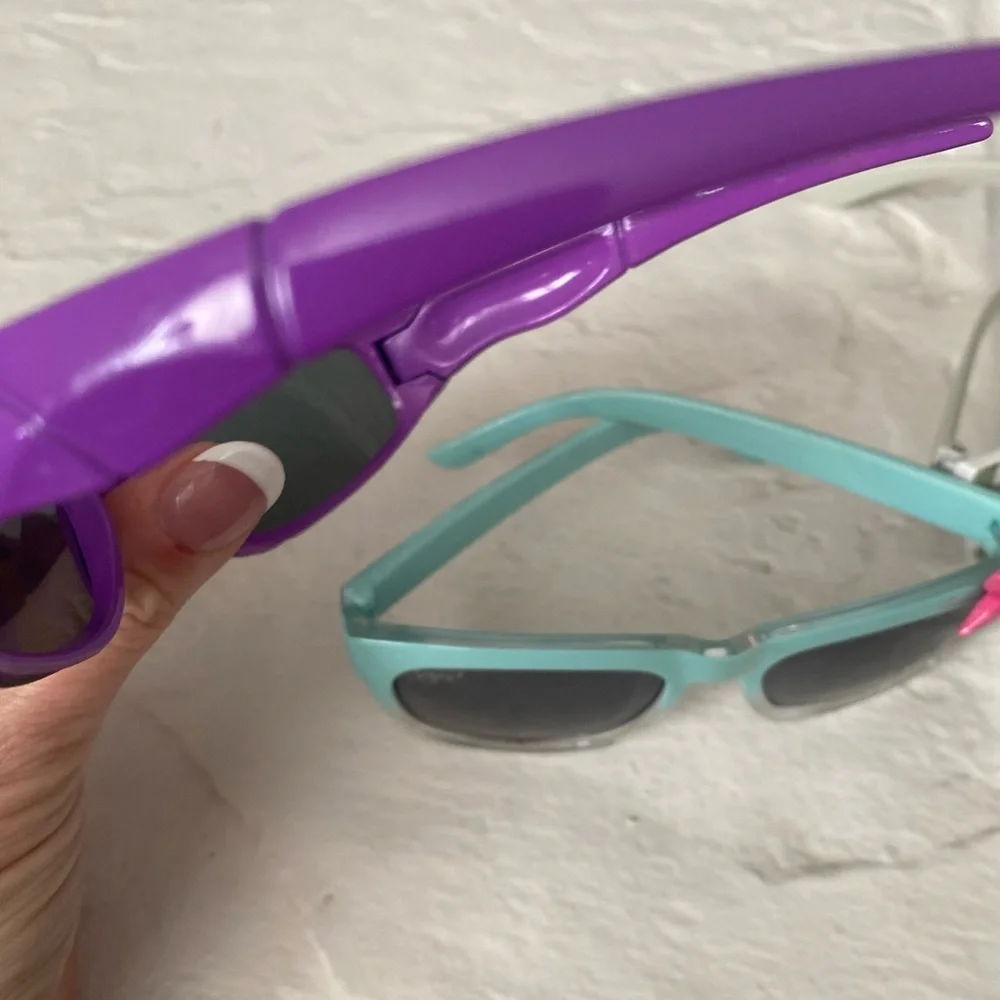 Lot Of Five Kids Sunglasses Aviator Sport Bow Checkered Girl Blue Green Round
